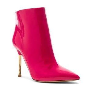 Valentino Twist-Heel Patent Ankle Booties- Fuchsia